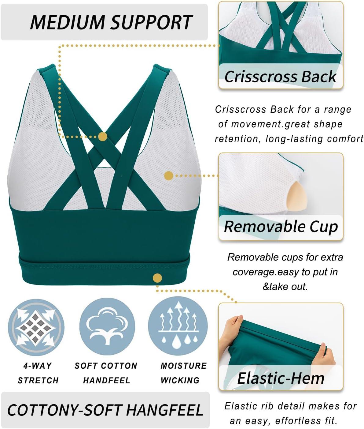 imageRUNNING GIRL Sports Bra for Women CrissCross Back Padded Strappy Sports Bras Medium Support Yoga Bra with Removable CupsBstorm Teal