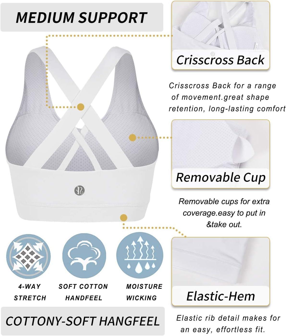 imageRUNNING GIRL Sports Bra for Women CrissCross Back Padded Strappy Sports Bras Medium Support Yoga Bra with Removable CupsWhite