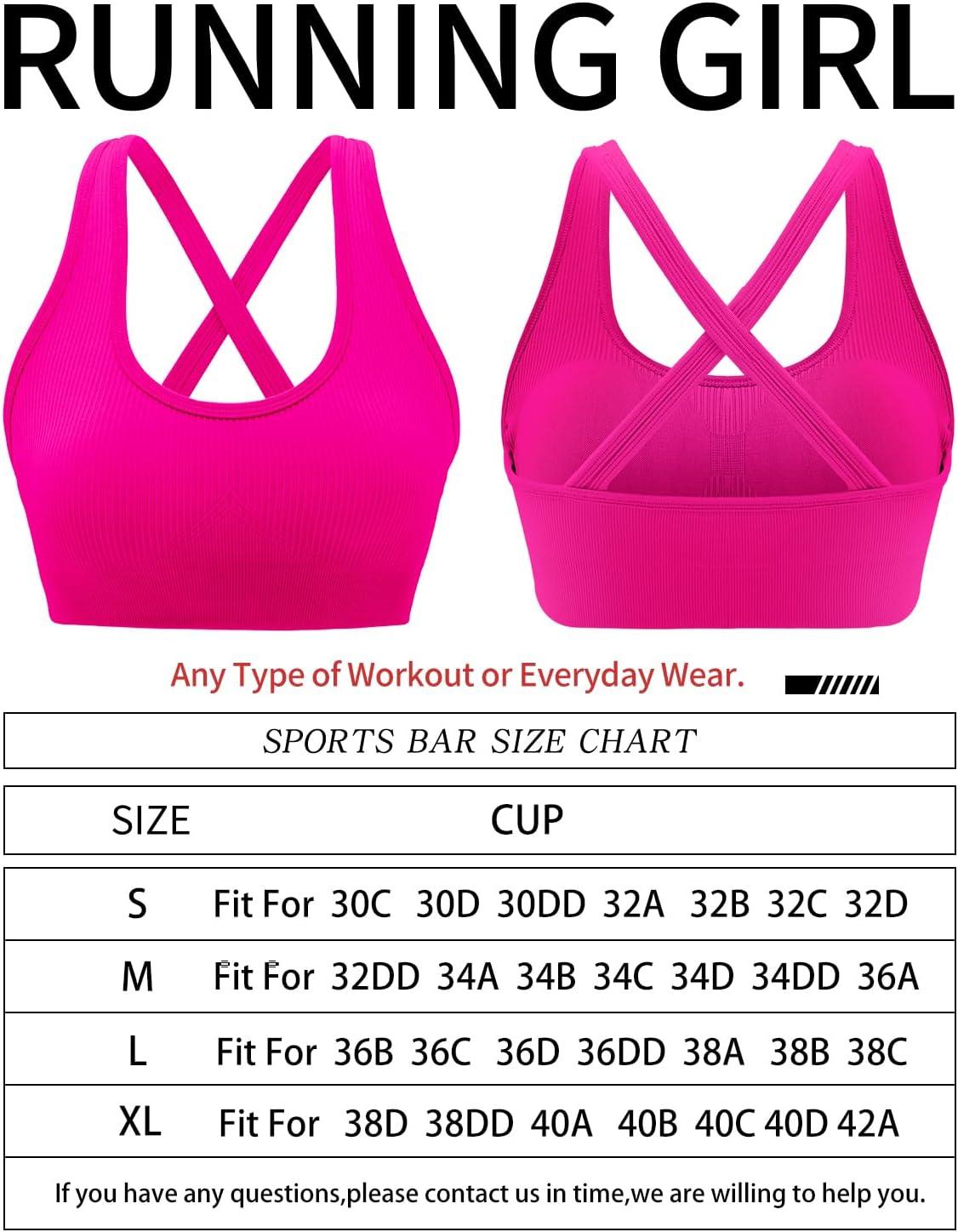 imageRUNNING GIRL Sports Bras for Women High SupportHigh Impact Sports Bra for Women Crisscross Back with Removable Pads4pink