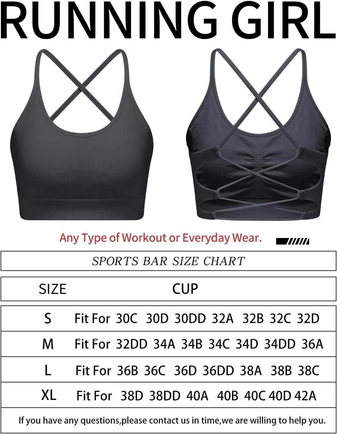 imageRUNNING GIRL Sports Bras for WomenSexy Crisscross Back Seamless Padded Sports Bra Medium Support with Removable PadsGrey