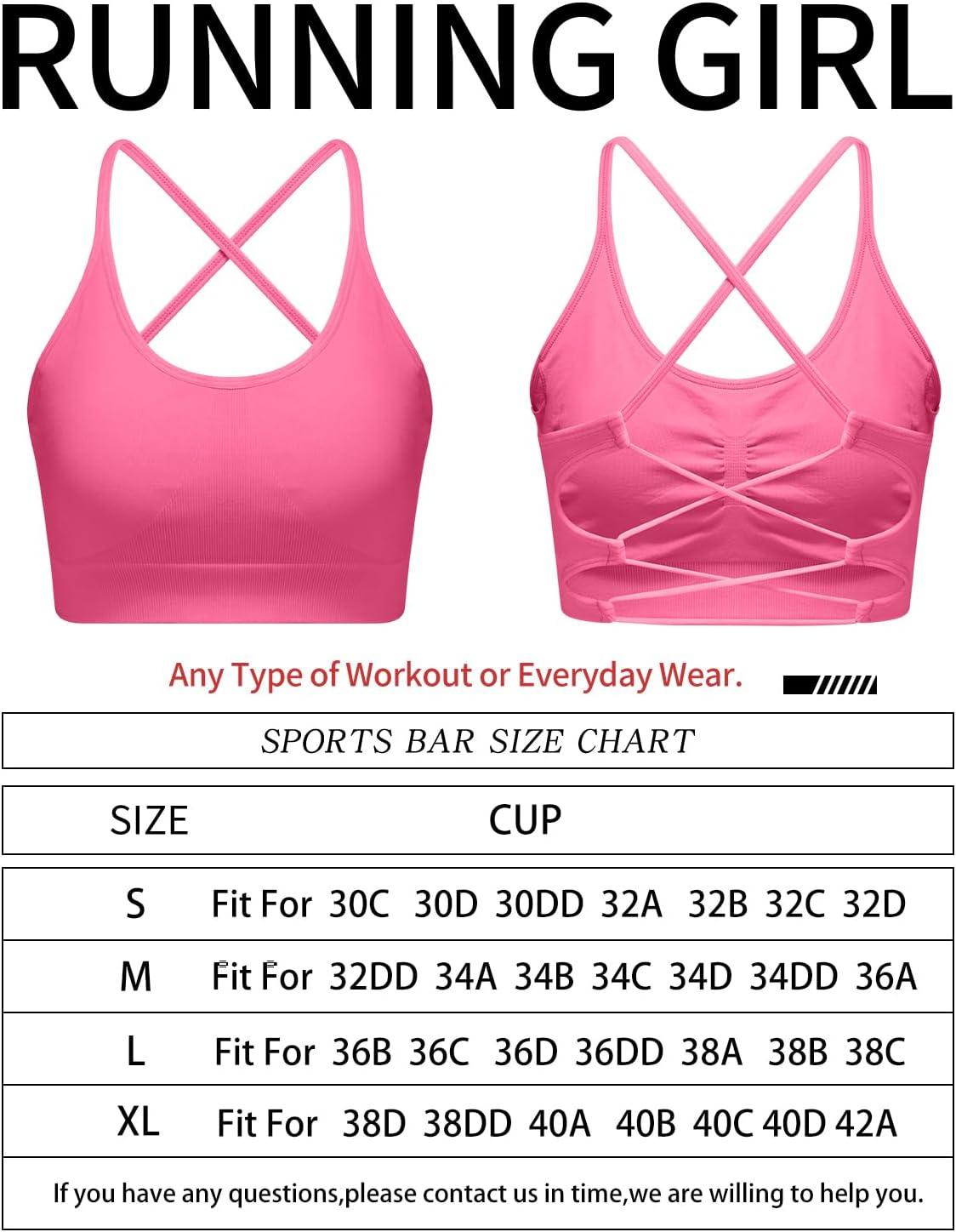 imageRUNNING GIRL Sports Bras for WomenSexy Crisscross Back Seamless Padded Sports Bra Medium Support with Removable PadsHot Pink