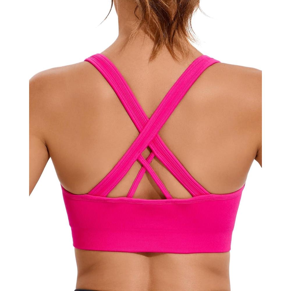 imageRUNNING GIRL Sports Bras for Women High SupportHigh Impact Sports Bra for Women Crisscross Back with Removable Pads2pink