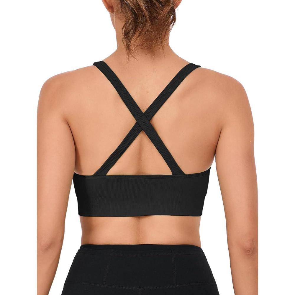 imageRUNNING GIRL Sports Bras for Women High SupportHigh Impact Sports Bra for Women Crisscross Back with Removable Pads4black