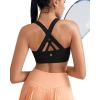 RUNNING GIRL Sports Bra for Women, Criss-Cross Back Padded Strappy Sports Bras Medium Support Yoga Bra with Removable Cups(A-black)
