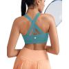 RUNNING GIRL Sports Bra for Women, Criss-Cross Back Padded Strappy Sports Bras Medium Support Yoga Bra with Removable Cups(A-blue)