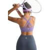 RUNNING GIRL Sports Bra for Women, Criss-Cross Back Padded Strappy Sports Bras Medium Support Yoga Bra with Removable Cups(A-dusty Lavender)