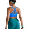 RUNNING GIRL Sports Bra for Women, Criss-Cross Back Padded Strappy Sports Bras Medium Support Yoga Bra with Removable Cups(A-sparkle Blue)