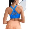 RUNNING GIRL Sports Bra for Women, Criss-Cross Back Padded Strappy Sports Bras Medium Support Yoga Bra with Removable Cups(A-sparkle Blue)