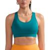 RUNNING GIRL Sports Bra for Women, Criss-Cross Back Padded Strappy Sports Bras Medium Support Yoga Bra with Removable Cups(B-storm Teal)