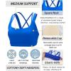 RUNNING GIRL Sports Bra for Women, Criss-Cross Back Padded Strappy Sports Bras Medium Support Yoga Bra with Removable Cups(D-brillant Blue)