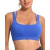RUNNING GIRL Sports Bra for Women, Criss-Cross Back Padded Strappy Sports Bras Medium Support Yoga Bra with Removable Cups(D-brillant Blue)