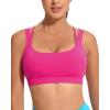 RUNNING GIRL Sports Bra for Women, Criss-Cross Back Padded Strappy Sports Bras Medium Support Yoga Bra with Removable Cups(D-hot Pink)