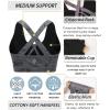 RUNNING GIRL Sports Bra for Women, Criss-Cross Back Padded Strappy Sports Bras Medium Support Yoga Bra with Removable Cups(Slate Grey)