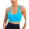 RUNNING GIRL Sports Bra for Women, Criss-Cross Back Padded Strappy Sports Bras Medium Support Yoga Bra with Removable Cups(Y-brilliant Blue)