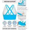 RUNNING GIRL Sports Bra for Women, Criss-Cross Back Padded Strappy Sports Bras Medium Support Yoga Bra with Removable Cups(Y-brilliant Blue)