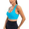 RUNNING GIRL Sports Bra for Women, Criss-Cross Back Padded Strappy Sports Bras Medium Support Yoga Bra with Removable Cups(Y-brilliant Blue)