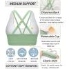 RUNNING GIRL Sports Bra for Women, Criss-Cross Back Padded Strappy Sports Bras Medium Support Yoga Bra with Removable Cups(Y-green)