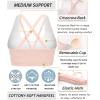 RUNNING GIRL Sports Bra for Women, Criss-Cross Back Padded Strappy Sports Bras Medium Support Yoga Bra with Removable Cups(Y-pink)
