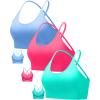 RUNNING GIRL Sports Bras for Women,Sexy Crisscross Back Seamless Padded Sports Bra Medium Support with Removable Pads(A-blue+pink+green)