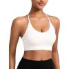 RUNNING GIRL Sports Bras for Women,Sexy Crisscross Back Seamless Padded Sports Bra Medium Support with Removable Pads(A-white)