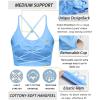 RUNNING GIRL Sports Bras for Women,Sexy Crisscross Back Seamless Padded Sports Bra Medium Support with Removable Pads(Blue)