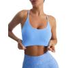 RUNNING GIRL Sports Bras for Women,Sexy Crisscross Back Seamless Padded Sports Bra Medium Support with Removable Pads(Blue)
