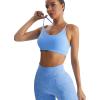 RUNNING GIRL Sports Bras for Women,Sexy Crisscross Back Seamless Padded Sports Bra Medium Support with Removable Pads(Blue)