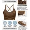 RUNNING GIRL Sports Bras for Women,Sexy Crisscross Back Seamless Padded Sports Bra Medium Support with Removable Pads(Brown)