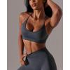 RUNNING GIRL Sports Bras for Women,Sexy Crisscross Back Seamless Padded Sports Bra Medium Support with Removable Pads(Grey)