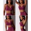 RUNNING GIRL Sports Bras for Women,Sexy Crisscross Back Seamless Padded Sports Bra Medium Support with Removable Pads(Wine Red)