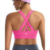 RUNNING GIRL Sports Bra for Women, Criss-Cross Back Padded Strappy Sports Bras Medium Support Yoga Bra with Removable Cups(A-brilliant Pink)