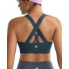 RUNNING GIRL Sports Bra for Women, Criss-Cross Back Padded Strappy Sports Bras Medium Support Yoga Bra with Removable Cups(A-dark Blue)