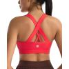 RUNNING GIRL Sports Bra for Women, Criss-Cross Back Padded Strappy Sports Bras Medium Support Yoga Bra with Removable Cups(A-deep Red)