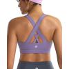 RUNNING GIRL Sports Bra for Women, Criss-Cross Back Padded Strappy Sports Bras Medium Support Yoga Bra with Removable Cups(A-dusty Lavender)