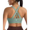 RUNNING GIRL Sports Bra for Women, Criss-Cross Back Padded Strappy Sports Bras Medium Support Yoga Bra with Removable Cups(A-green)
