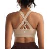 RUNNING GIRL Sports Bra for Women, Criss-Cross Back Padded Strappy Sports Bras Medium Support Yoga Bra with Removable Cups(A-nude)