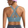 RUNNING GIRL Sports Bra for Women, Criss-Cross Back Padded Strappy Sports Bras Medium Support Yoga Bra with Removable Cups(A-opal Green)
