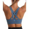 RUNNING GIRL Sports Bra for Women, Criss-Cross Back Padded Strappy Sports Bras Medium Support Yoga Bra with Removable Cups(B-blue)