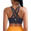 RUNNING GIRL Sports Bra for Women, Criss-Cross Back Padded Strappy Sports Bras Medium Support Yoga Bra with Removable Cups(B-dusty Blue)