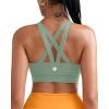 RUNNING GIRL Sports Bra for Women, Criss-Cross Back Padded Strappy Sports Bras Medium Support Yoga Bra with Removable Cups(B-green)