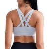 RUNNING GIRL Sports Bra for Women, Criss-Cross Back Padded Strappy Sports Bras Medium Support Yoga Bra with Removable Cups(B-ice Grey)