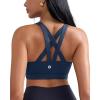 RUNNING GIRL Sports Bra for Women, Criss-Cross Back Padded Strappy Sports Bras Medium Support Yoga Bra with Removable Cups(B-navy Blue)