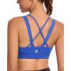 RUNNING GIRL Sports Bra for Women, Criss-Cross Back Padded Strappy Sports Bras Medium Support Yoga Bra with Removable Cups(D-brillant Blue)