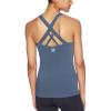 RUNNING GIRL Sports Bra for Women, Criss-Cross Back Padded Strappy Sports Bras Medium Support Yoga Bra with Removable Cups(E-dusty Blue)