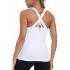 RUNNING GIRL Sports Bra for Women, Criss-Cross Back Padded Strappy Sports Bras Medium Support Yoga Bra with Removable Cups(E-white)
