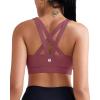 RUNNING GIRL Sports Bra for Women, Criss-Cross Back Padded Strappy Sports Bras Medium Support Yoga Bra with Removable Cups(Rose Red)