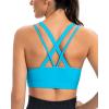 RUNNING GIRL Sports Bra for Women, Criss-Cross Back Padded Strappy Sports Bras Medium Support Yoga Bra with Removable Cups(Y-brilliant Blue)