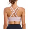 RUNNING GIRL Sports Bra for Women, Criss-Cross Back Padded Strappy Sports Bras Medium Support Yoga Bra with Removable Cups(Y-pink)
