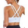 RUNNING GIRL Sports Bra for Women, Criss-Cross Back Padded Strappy Sports Bras Medium Support Yoga Bra with Removable Cups(Y-white)