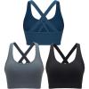 RUNNING GIRL Sports Bras for Women High Support,High Impact Sports Bra for Women Crisscross Back with Removable Pads(1-black+grey+dark Blue)